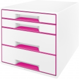 Cabinet cu 4 sertare WOW Leitz alb/roz