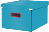 Cutie depozitare Cosy Click & Store, carton laminat, pliabila, cu capac si maner, 28 cm Leitz albastru celest