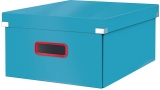 Cutie depozitare Cosy Click & Store, carton laminat, pliabila, cu capac si maner, 36 cm Leitz albastru celest