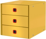 Cabinet cu sertare Cosy Click & Store, 3 sertare, carton laminat, A4, Leitz galben chihlimbar