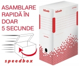 Cutie depozitare si arhivare Speedbox, carton reciclat si reciclabil, 150 mm, alb Esselte