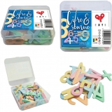 Cifre si semne din plastic, culori pastel, Exte, 90 buc/set