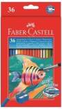 Creioane colorate 36 culori acuarela + pensula Faber-Castell