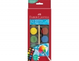 Acuarele 12 culori, 30mm + pensula, Faber-Castell