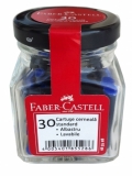 Patroane cerneala mici, albastru, in borcan, 30 buc/set Faber-Castell