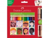 Creioane colorate 24+3, Cr. bicolore piele, Children Of The World, Faber-Castell
