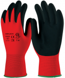 Manusi Gan1laci, imersate latex negru, poliester rosu