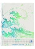 Caiet cu spira A4, 70 file, patratele, Wave Greenline, Herlitz 