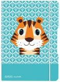 Caiet my.book flex, A5, 40 file, pătrățele, copertă PP, Cute Animals Tiger, Herlitz