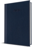 Agenda Herlitz datata 2026, A5, 352 pagini, coperta din piele sintetica, Corinaldo DeLuxe, culoare albastru