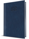 Agenda Herlitz datata 2026, A5, 352 pagini, coperta din piele sintetica, Premium Deluxe Chiavenna, culoare albastru, margini folio argintii