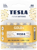 Baterie alcalina LR6 (AA) Gold+, 1.5V, 4 buc/blister Tesla