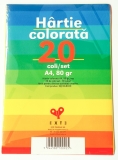 Carton colorat A4, 80 gr, 20 coli/set, 10 culori, Exte