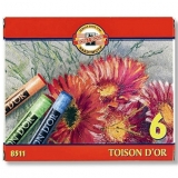 Creta uscata rotunda Toison D or design Flori, 6 culori/set Koh-I-Noor