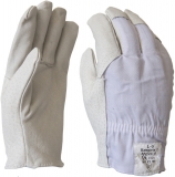 Manusi pentru soferi din piele integrala de porc, marime: 7, Alb, L-5, Rock Safety 