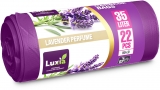 Saci menajeri Luxia, cu urechi, lavanda, HDLD, 35 litri, 22 buc/rola