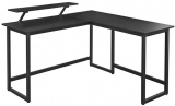 Birou in forma de L cu suport pentru monitor mobil, design industrial, negru, Vasagle