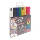 Marker cu vopsea Posca PC-1MR, varf 0.7 mm, 8 culori/set