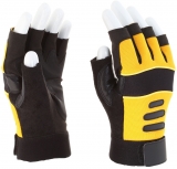 Manusi pentru soferi din piele sintetica, cu palmiera, fara varfuri la degete, marime: 2XL, Galben / Negru, MKSDP-0, Rock Safety 