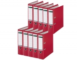 Biblioraft 180°, PP, partial reciclat, certificare FSC, A4, 80 mm, rosu, 10 buc/set Leitz