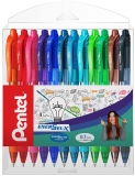 Roller cu gel EnerGel X, 0.7 mm, cu mecanism, 12 culori/set Pentel