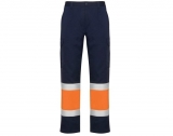Pantaloni de vara Hi-Vis Naos, pentru barbati, Bleumarin/Portocaliu Fluorescent, Roly 