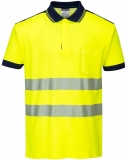 Tricou polo Hi-Vis Vision PW3, Galben/Navy, Portwest 