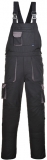 Salopeta cu pieptar Texo Contrast, Negru, Tall, Portwest 