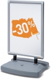 Panou dublu stradal NOBO Impression Pro, aluminiu, cu click, cu baza tip rezervor cu apa, A1, gri