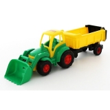 Tractor cu incarcator si remorca 0438 Champion, 86 cm, verde Wader Polesie