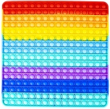 Jucarie senzoriala, antistres Pop it Now and Flip it, Patrat, curcubeu, XXL, 29 cm