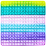 Jucarie senzoriala antistres Pop it Now and Flip it, Push Bubble XXL, 29 cm, model Patrat curcubeu