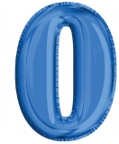 Balon, folie de aluminiu, culoare albastru, cifra 0, 40 cm 