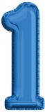 Balon, folie de aluminiu, culoare albastru, cifra 1, 40 cm 