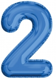 Balon, folie de aluminiu, culoare albastru, cifra 2, 40 cm 