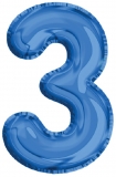 Balon, folie de aluminiu, culoare albastru, cifra 3, 40 cm 