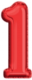 Balon, folie aluminiu, rosu, cifra 1, 40 cm 