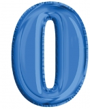 Balon, folie aluminiu, albastru, cifra 0, 81 cm 