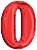 Balon, folie aluminiu, rosu, cifra 0, 81 cm 