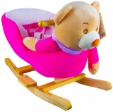 Balansoar pentru bebelusi, model Ursulet, lemn si plus, roz, 60 cm 