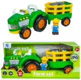 Set de joaca Tractor cu remorca si figurina fermier in cutie 