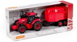 Jucarie tractor cu remorca animale, 40 x 12 x 17 cm, Polesie 