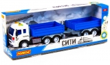 Camion + Remorca albastra cu lumini si sunet, Polesie
