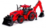 Tractor Excavator Belarus cu incarcator, rosu, Polesie