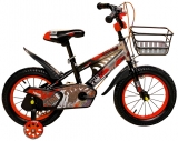 Bicicleta copii, aparatori, roti ajutatoare, cos, 14 inch, rosu