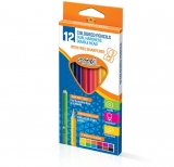 Creioane colorate cu 2 capete si ascutitoare 12 culori/set S-Cool 