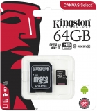 Card de memorie MicroSDXC, 64 GB, Canvas Select, Class 10 + Adaptor Kingston
