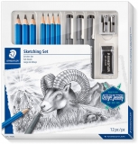 Set mixt de schita Mars Lumograph 100, 12 piese/set Staedtler