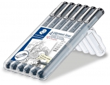 Liner Pigment 308, diverse grosimi, 6 buc/set, Staedtler 