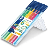 Carioci triunghiulare varf fibra Triplus Color Tropical, stand-up, 6 culori/set Staedtler